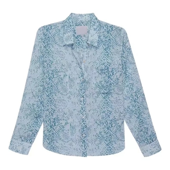 Rails Blue Python Josephine Long Sleeve Button Front Top Small - Picture 2 of 13